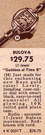 1942 Bulova Goddess of Time "B"