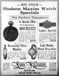 Hudson and Lady Maxim watch advert Indiana Daily Times June-06-1921