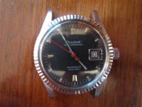 1971 Bulova Oceanographer  Navy blue dial, all steel case, 10K white gold bezel.