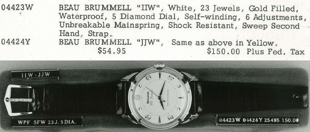 1961 Bulova Beau Brummell "IIW" & "JJW"