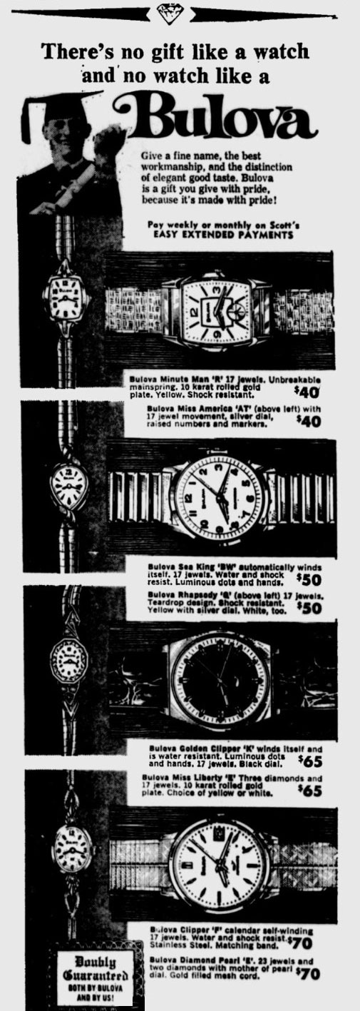 1970 Bulova watch newspaper advert