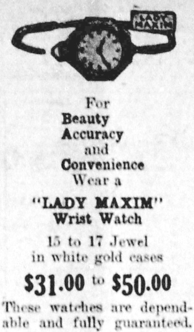 July 1922 Bulova Lady Maxim