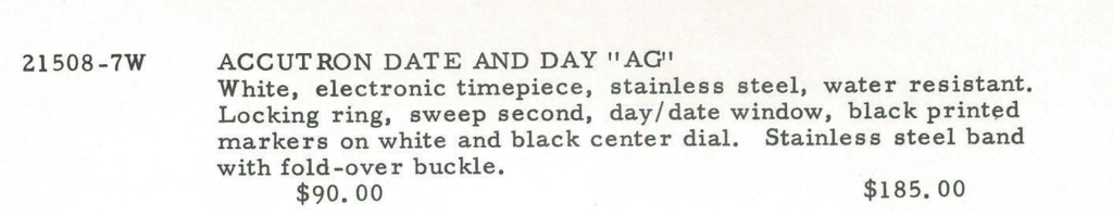 1970 Bulova Accutron Date & Day "AG"